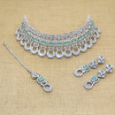 FS Collection Silver Plated AD Stone Necklace Set