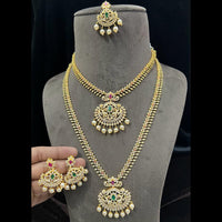 FS Collection Gold Plated AD Stone Double Necklace Set