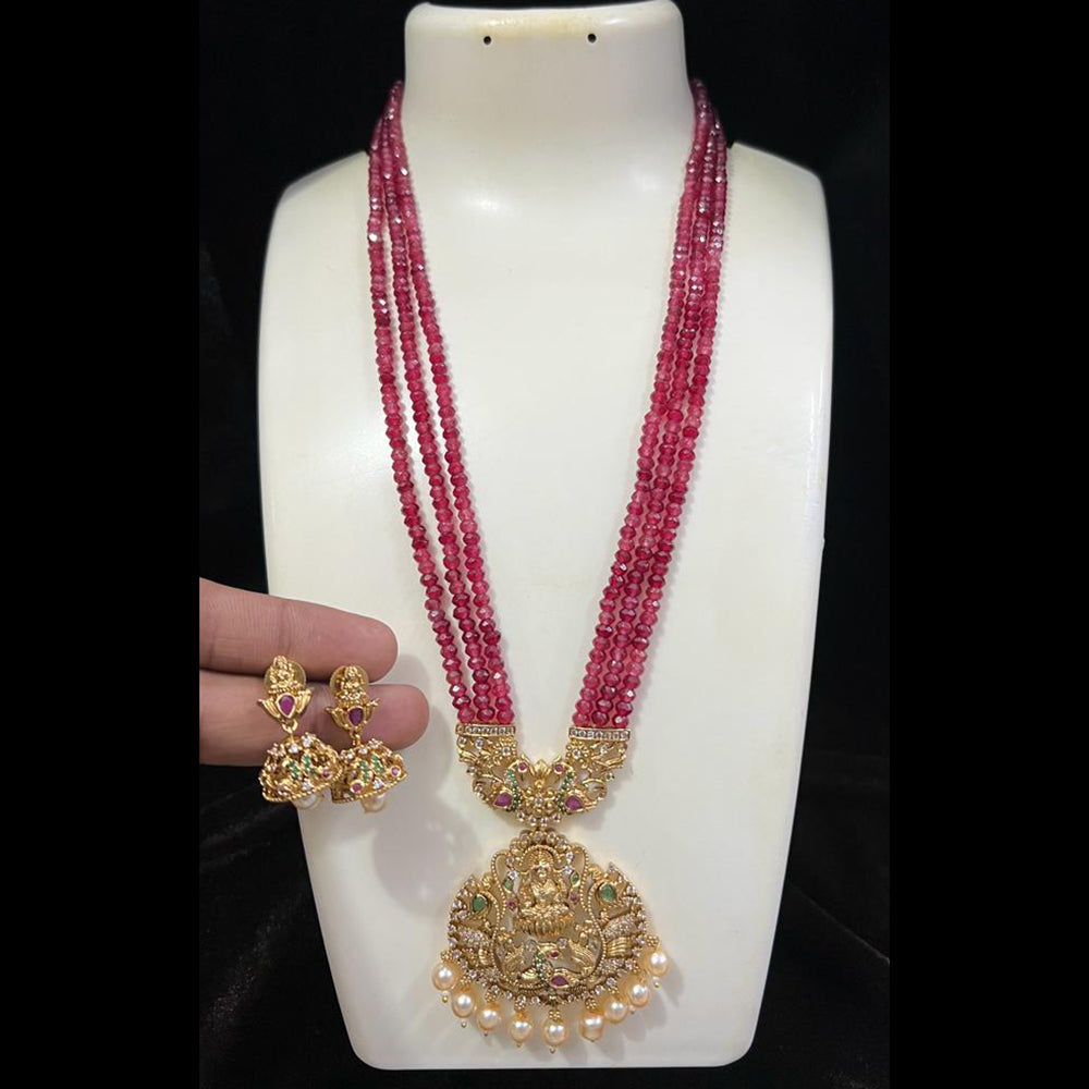 FS Collection Gold Plated AD Stone Long Necklace Set