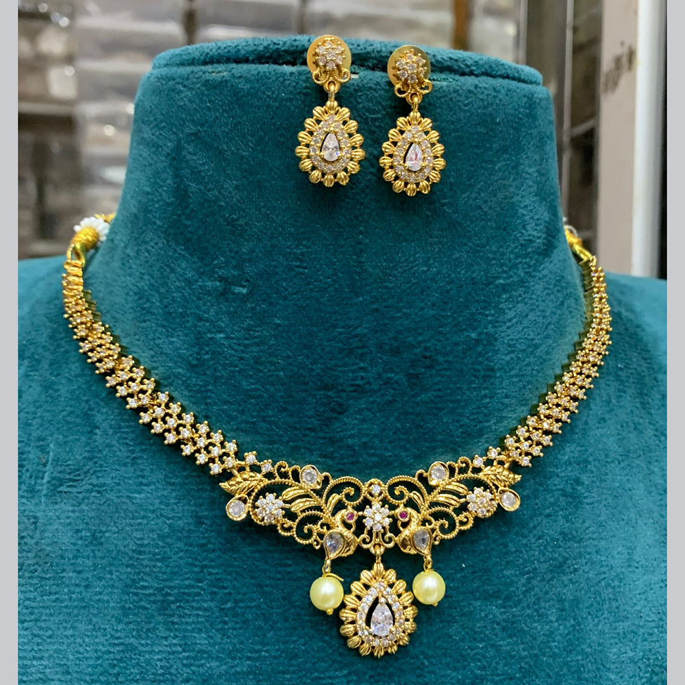 FS Collection Gold Plated AD Stone Necklace Set