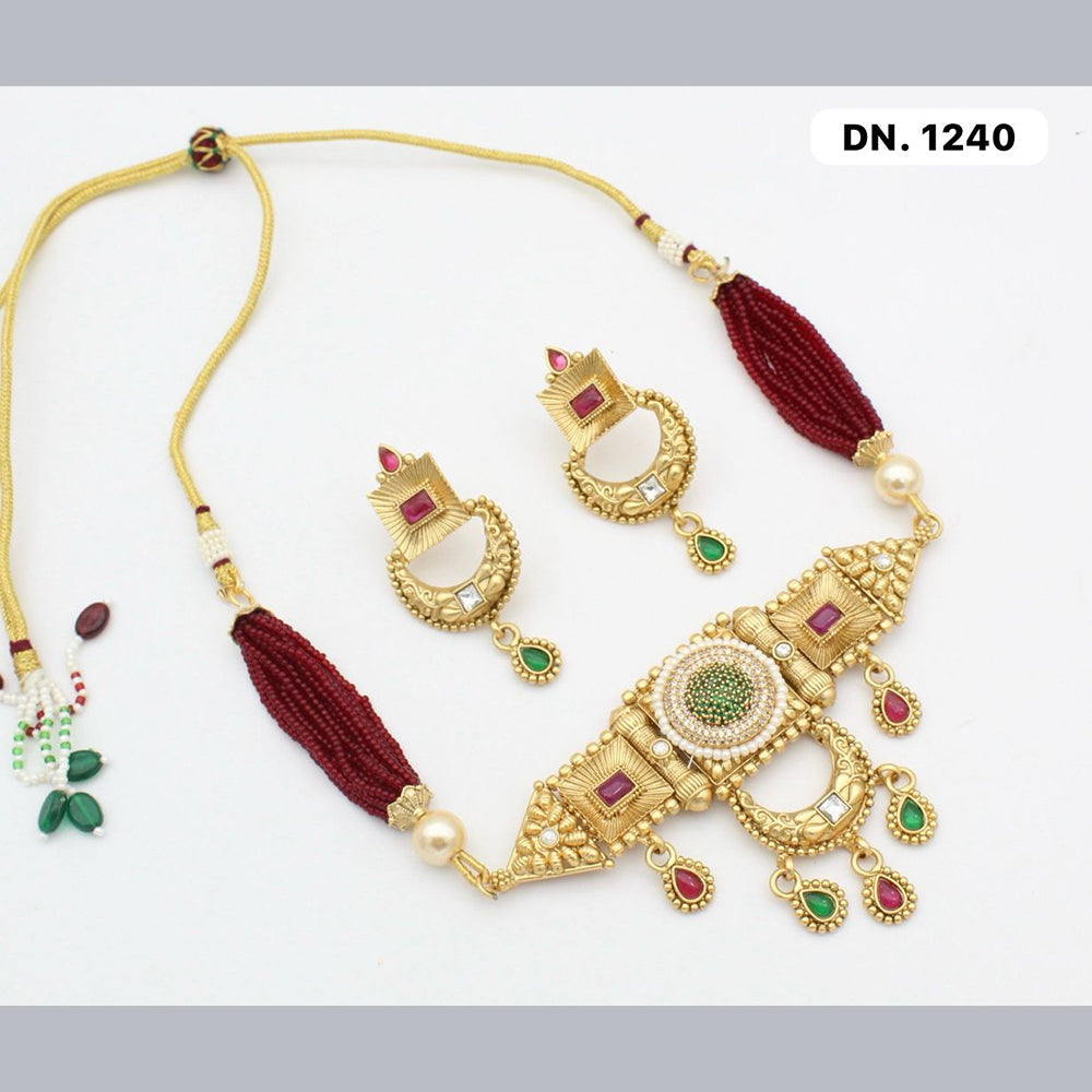 FS Collection Copper Gold Plated Choker Necklace Set