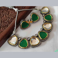 FS Collection Oxidised Plated Crystal Stone Necklace Set