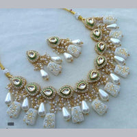 FS Collection Gold Plated Kundan Stone Necklace Set