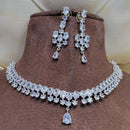FS Collection Silver Plated AD Stone Necklace Set