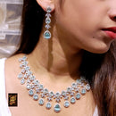 FS Collection Silver Plated AD Stone Necklace Set