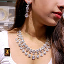 FS Collection Silver Plated AD Stone Necklace Set