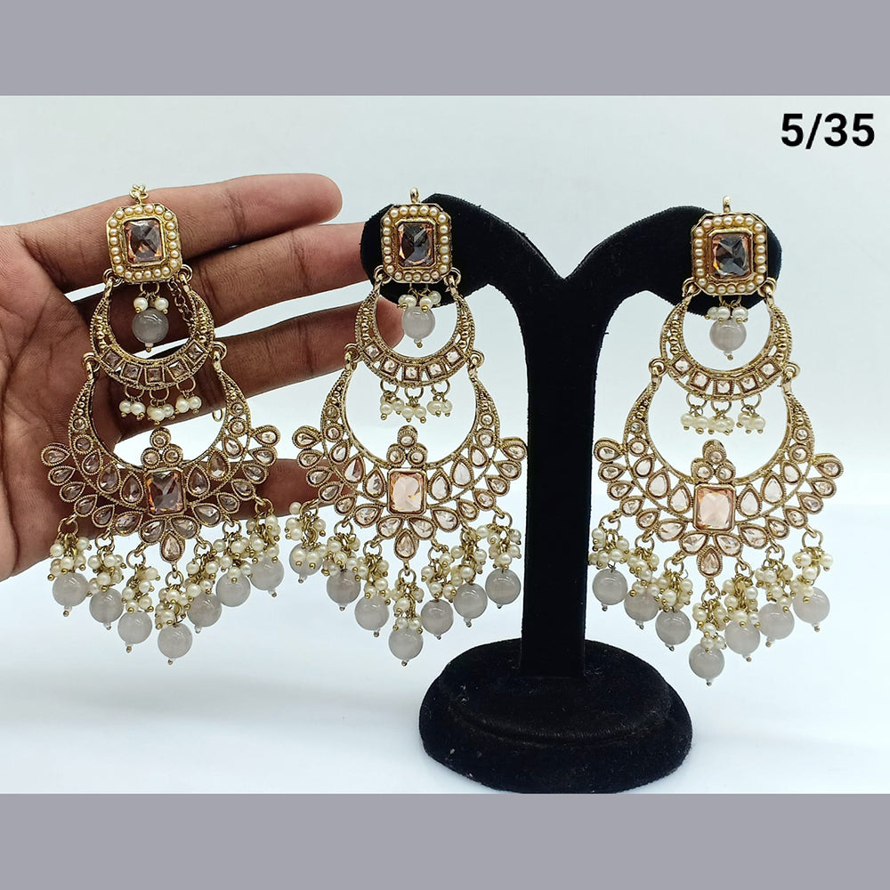 FS Collection Crystal Stone Earrings With Mangtikka