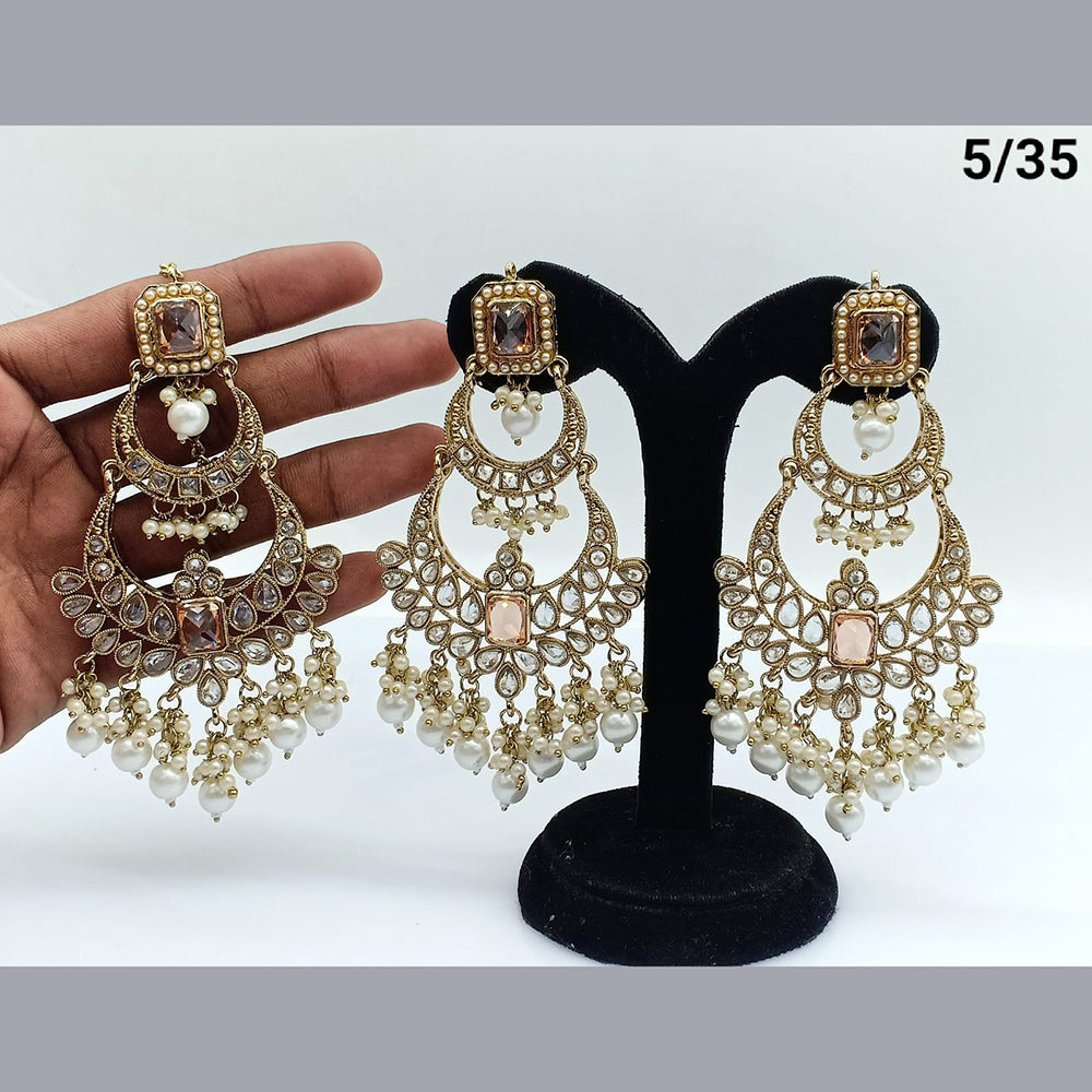 FS Collection Crystal Stone Earrings With Mangtikka