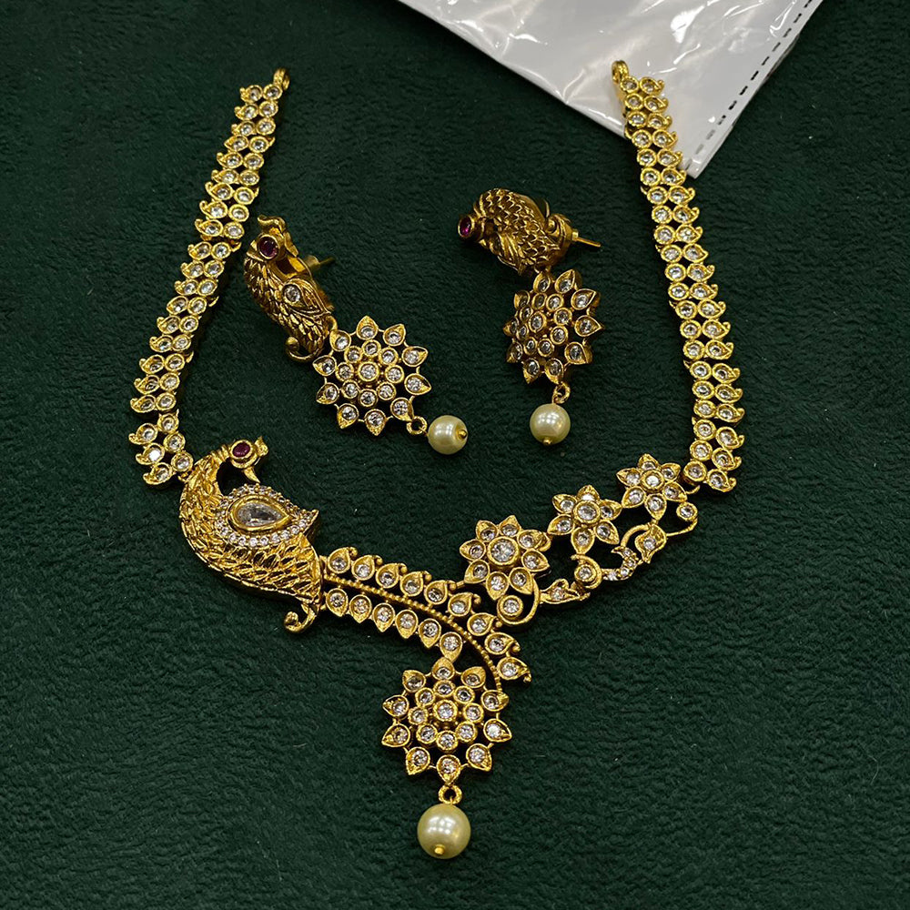 FS Collection Gold Plated AD Necklace Set