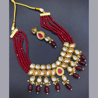 FS Collection Gold Plated Kundan Necklace Set