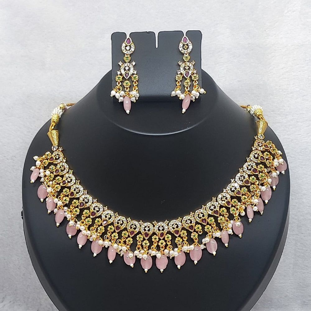 FS Collection Gold Plated AD Necklace Set