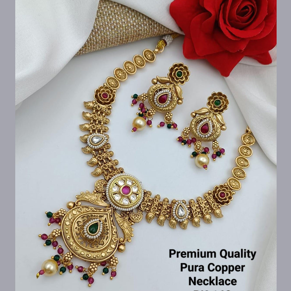 FS Collection Copper Gold Pota Stone Necklace Set