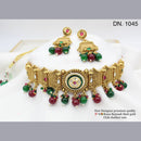FS Collection Gold Plated Pota Stone Choker Necklace Set