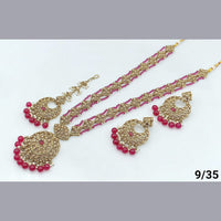 FS Collection Gold Plated Crystal Stone Long  Necklace Set