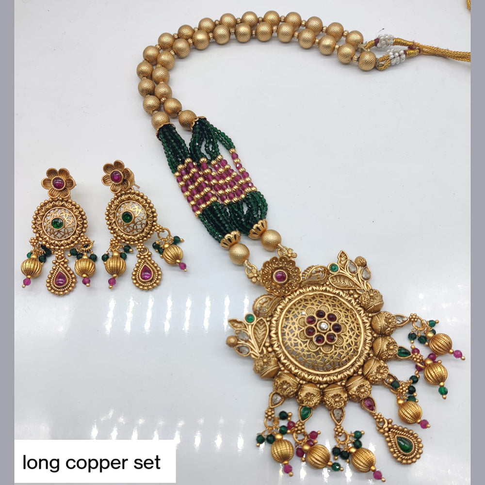 FS Collection Copper Gold Pota Stone Necklace Set