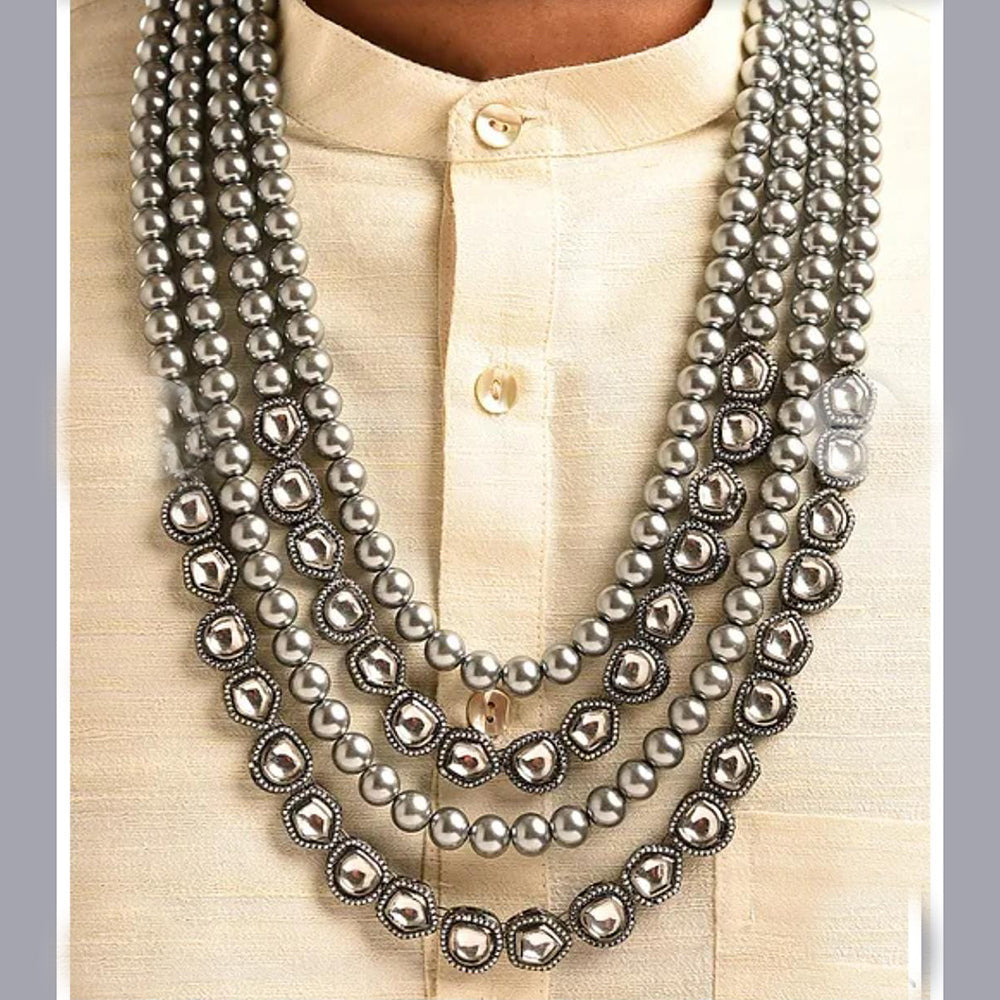 FS Collection Gold Plated Kundan Mens Necklace
