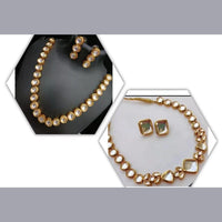 FS Collection Gold Plated Kundan Necklace Combo Set