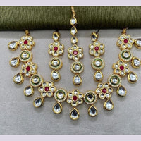 FS Collection  Gold Plated Kundan Stone Necklace Set