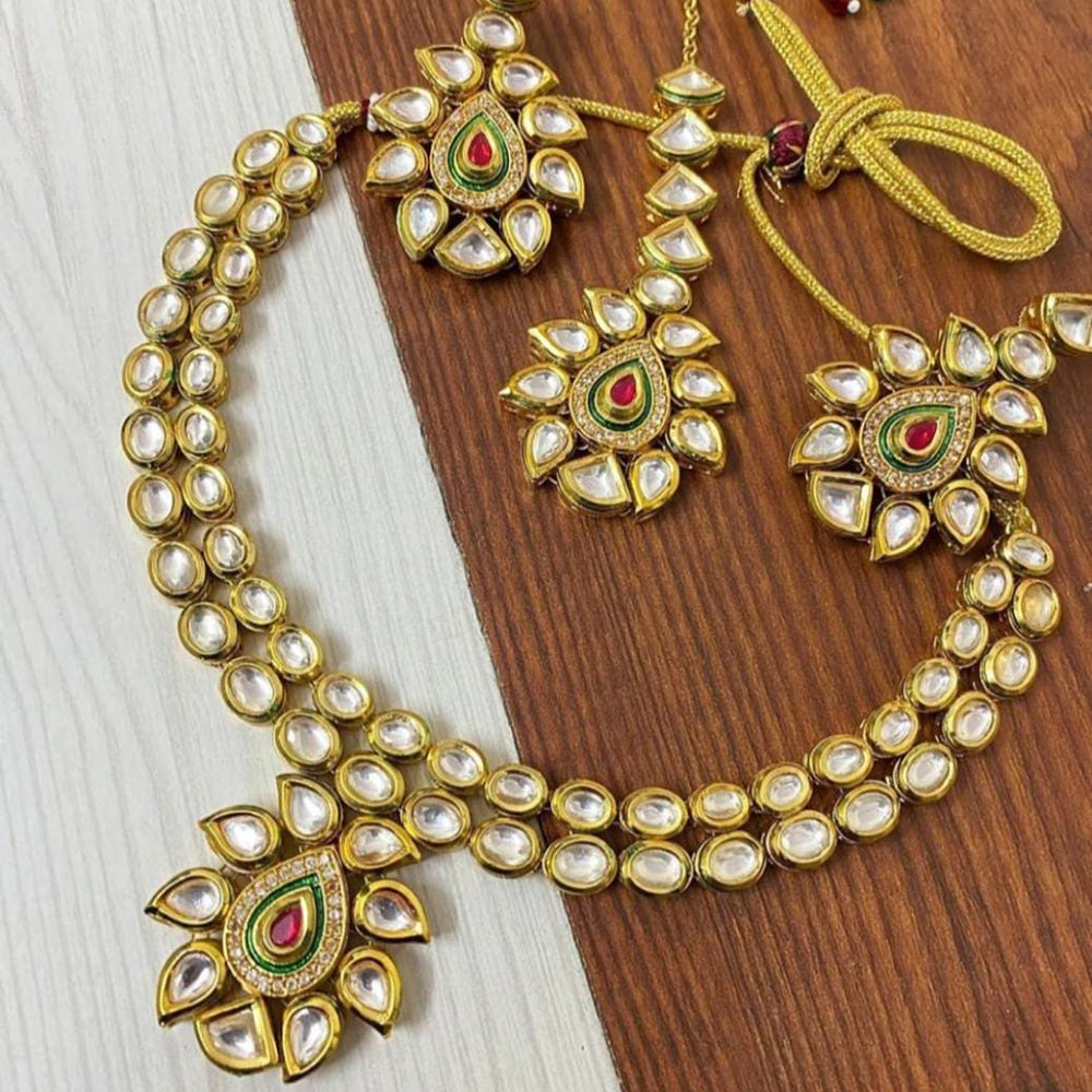 FS Collection  Gold Plated Kundan Stone Necklace Set