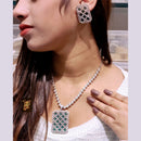 FS Collection Silver Plated AD Necklace Set