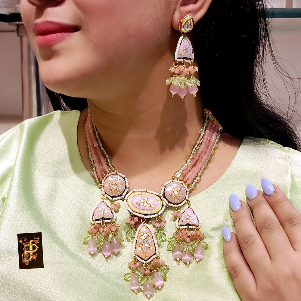 FS Collection Gold Plated Meenakari Necklace Set