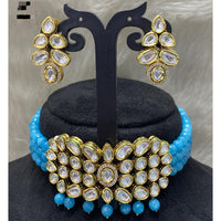 FS Collection Gold Plated Kundan Stone Choker Necklace Set