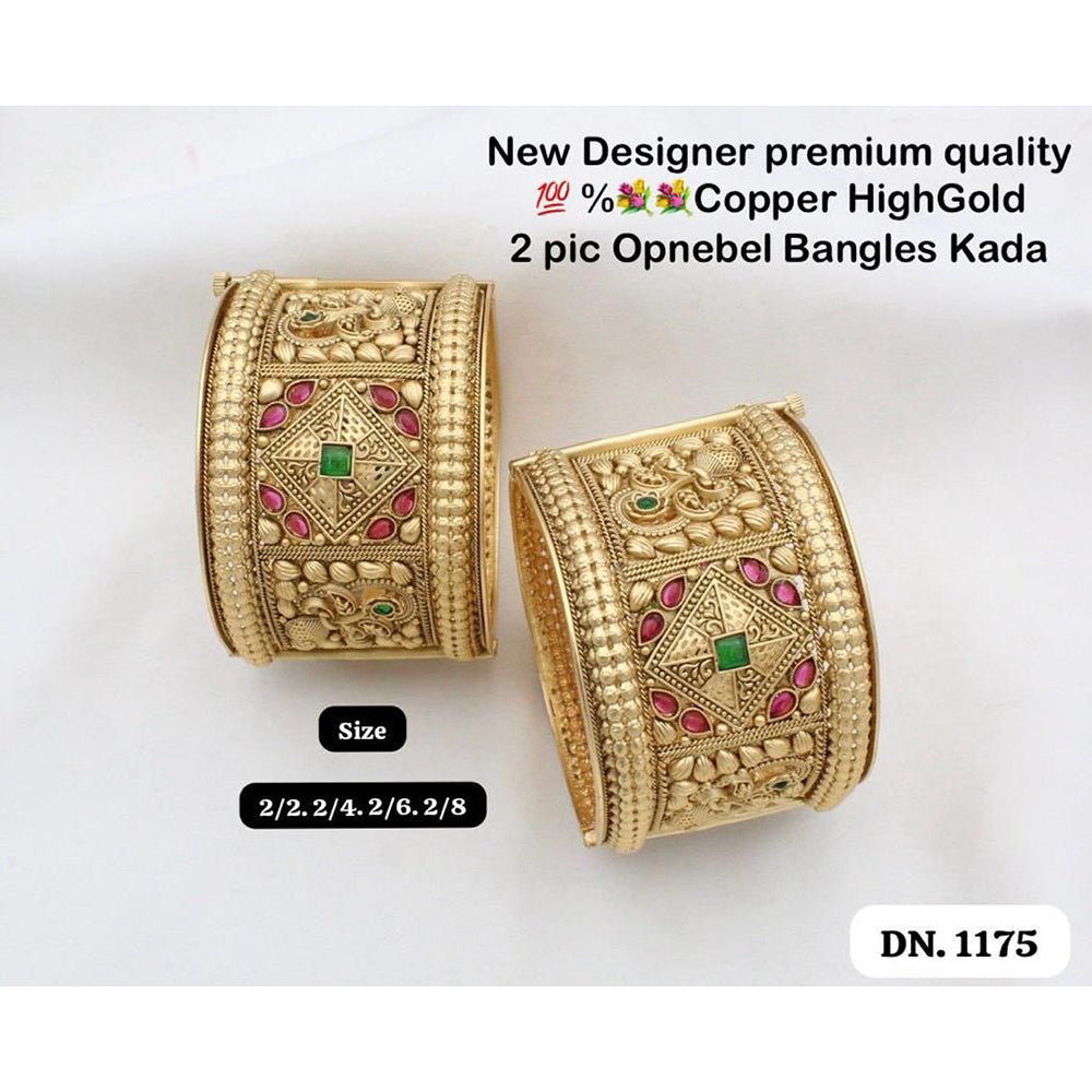 FS Collection Gold Plated Pota Stone Openable Kada