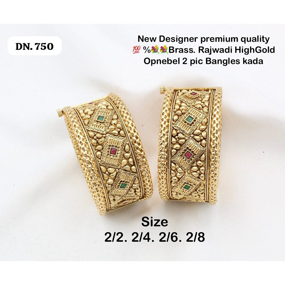 FS Collection Gold Plated Pota Stone Openable Kada