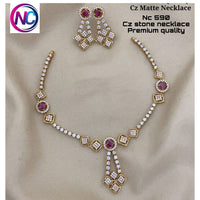 FS Collection Gold Plated CZ Stone Necklace Set
