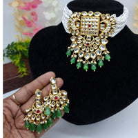 FS Collection Gold Plated Kundan Stone Choker Necklace Set