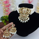 FS Collection Gold Plated Kundan Stone Choker Necklace Set