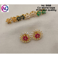 FS Collection Gold Plated CZ Stone Changeable Earrings