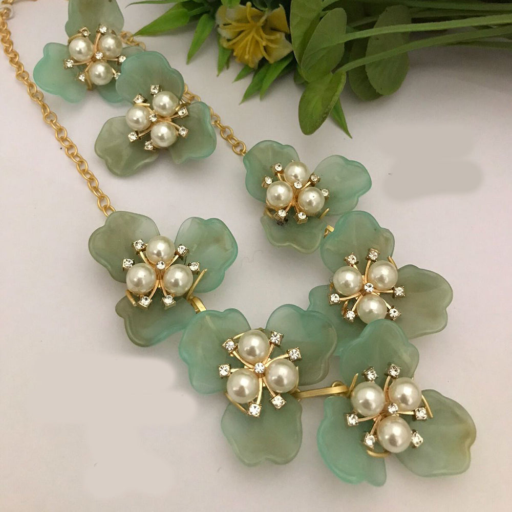 FS Collection Gold Plated Pearl Necklace Set