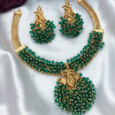 FS Collection Gold Plated Temple And Pearl Choker Necklace Set