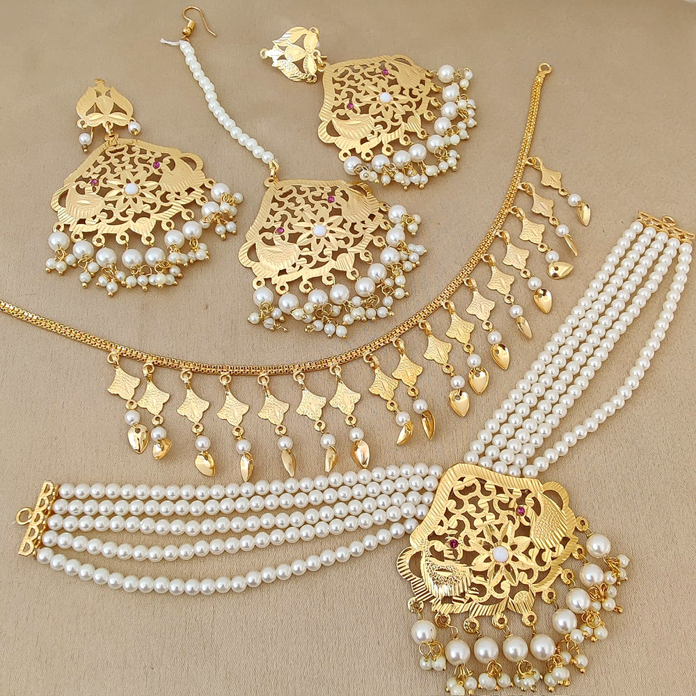 FS Collection Gold Plated Pearl Necklace Set