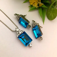 FS Collection Sliver Plated Crystal Pendant Set