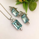 FS Collection Sliver Plated Crystal Pendant Set