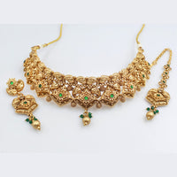 FS Collection Gold Plated Pota Stone Choker Necklace Set