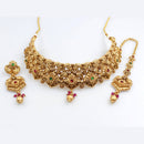FS Collection Gold Plated Pota Stone Choker Necklace Set
