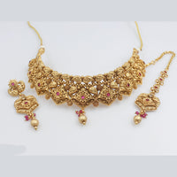 FS Collection Gold Plated Pota Stone Choker Necklace Set
