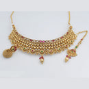 FS Collection Gold Plated Pota Stone Choker Necklace Set