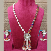 FS Collection Crystal And Pearl Long Necklace Set