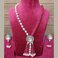 FS Collection Crystal And Pearl Long Necklace Set