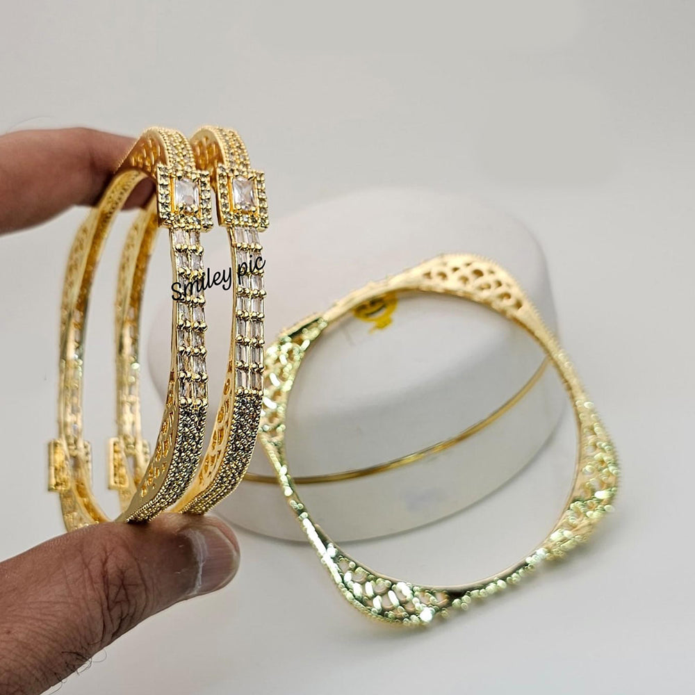 FS Collection Gold Plated AD Bangles Set