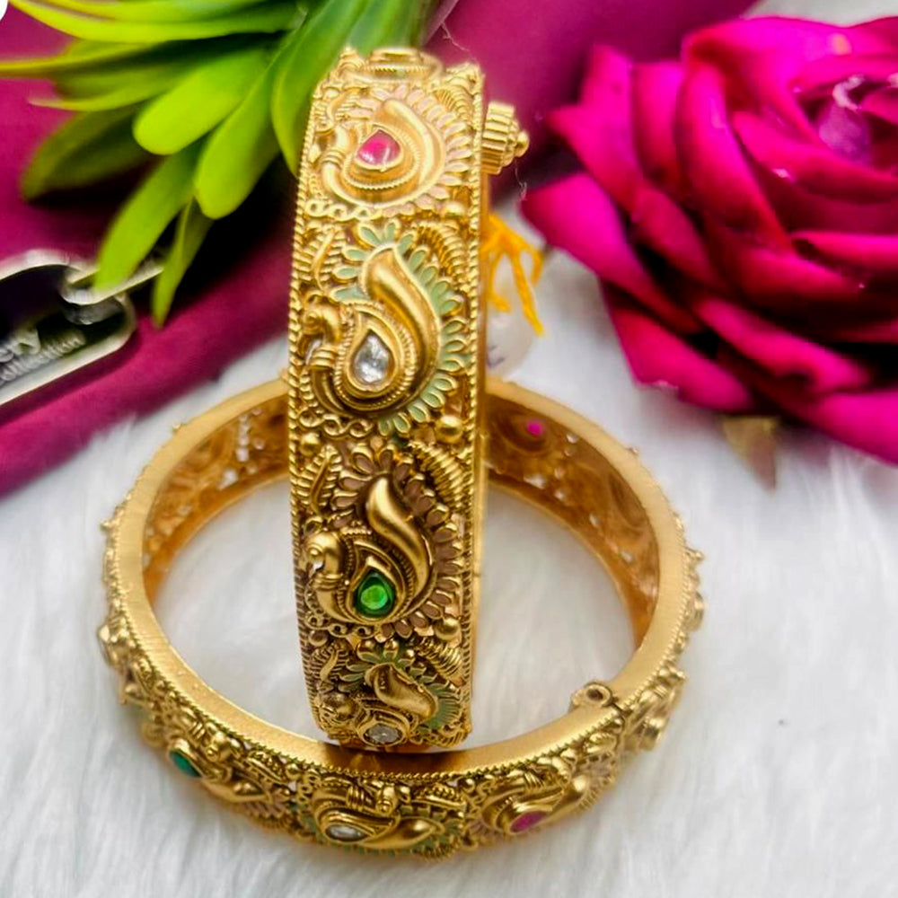 FS Collection Gold Plated Pota Stone Openable Bangles
