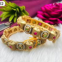 FS Collection Gold Plated Pota Stone Openable Bangles