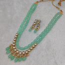 FS Collection Gold Plated Kundan Long Necklace Set