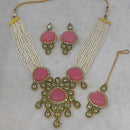 FS Collection Gold Plated Kundan Necklace Set