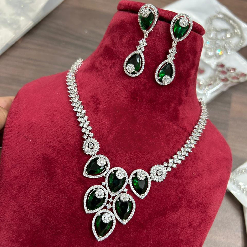 FS Collection Silver Plated AD Necklace Set