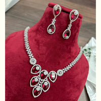 FS Collection Silver Plated AD Necklace Set